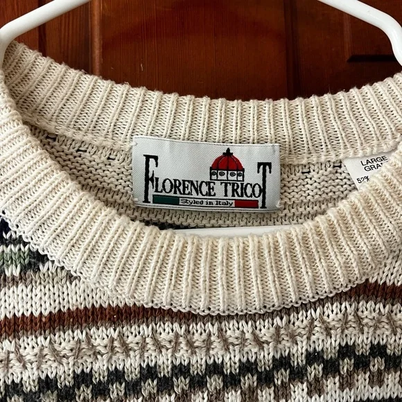 Vintage Florence Tricot Knit Sweater L — Cosby Style / 90s Textured Pattern